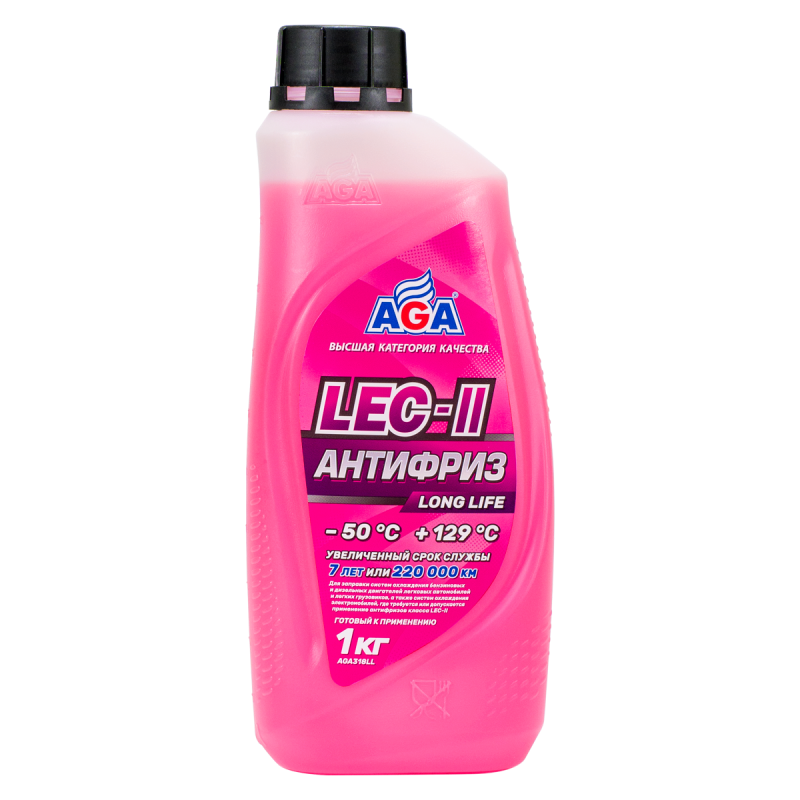 Антифриз, готовый к применению, розовый, -50С, 1кг, LEC-II