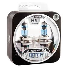 H4 лампа 12V 60/55W +130% Light ARGENTUM авто галогеновые (к-кт 2шт)