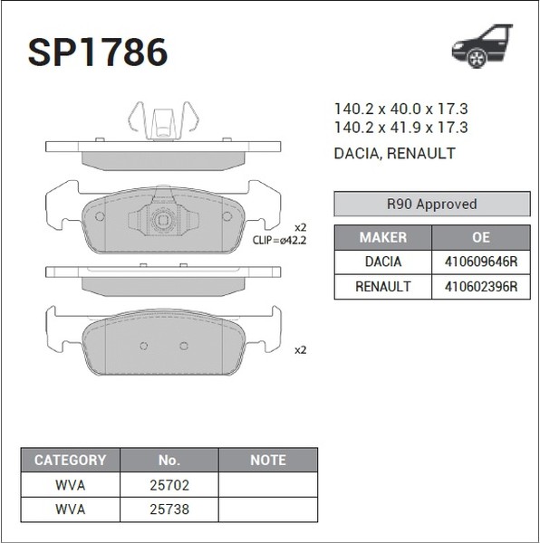 колодки тормозные передние Renault Logan 2014--->(1540 10)
