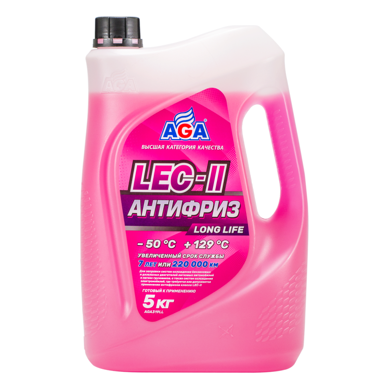 Антифриз, готовый к применению, розовый, -50С, 5кг, LEC-II