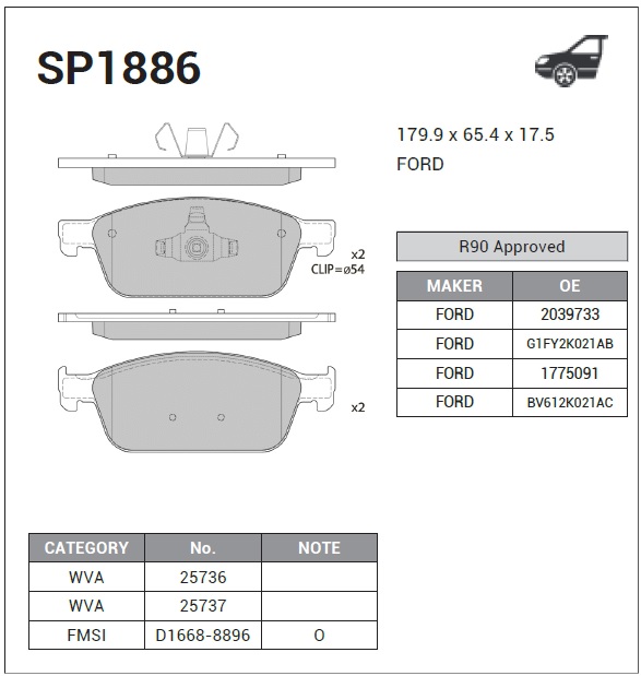 Колодки тормозные FORD KUGA 12-/TRANSIT передние(1510 10)